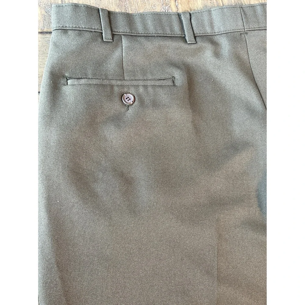 Vintage Levis Action Slacks Olive Green Dress Pants Mens 42x36 Made in USA 5385A